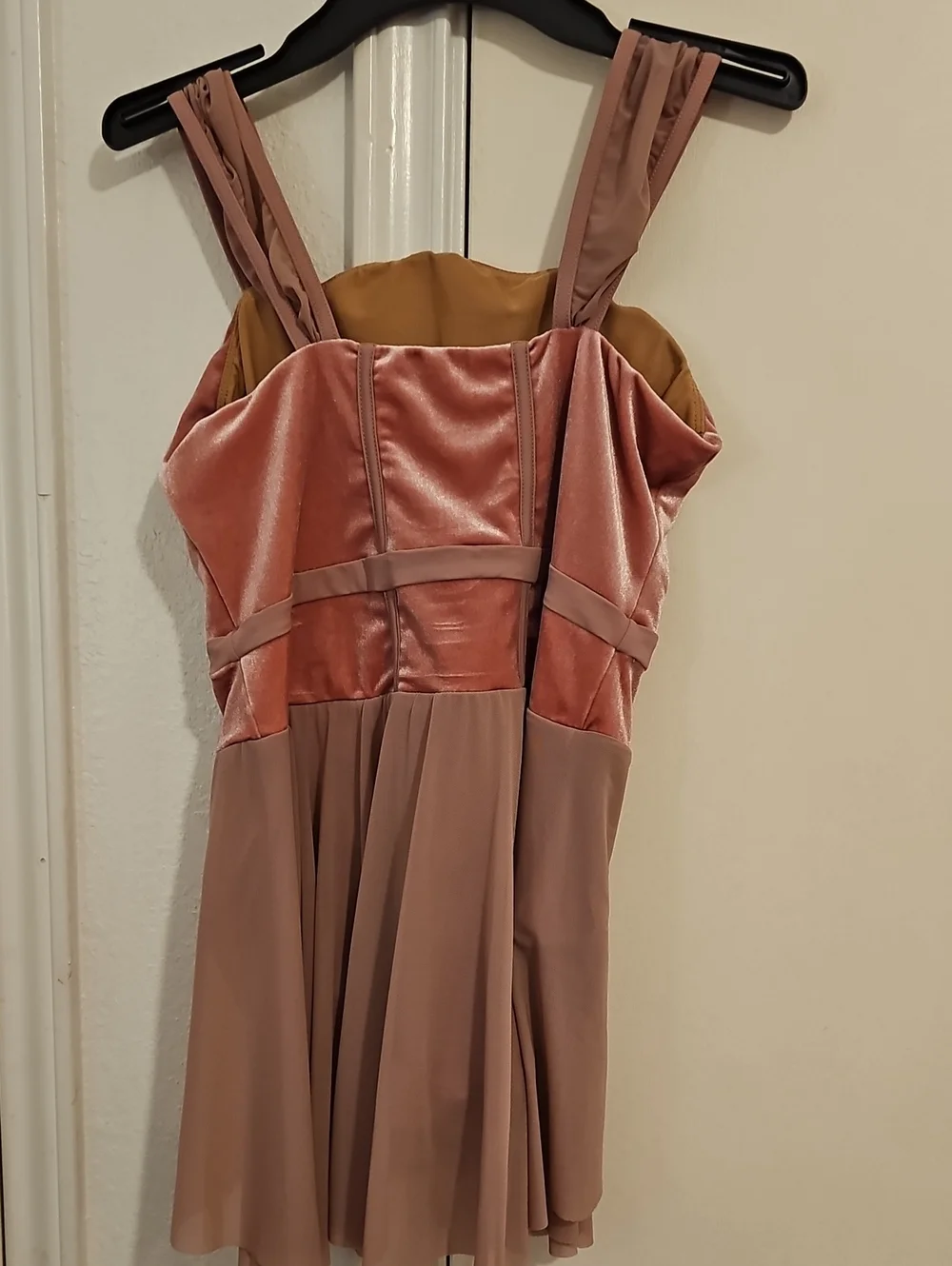Rose Pink Velvet Bodice Chiffon Skater Dress